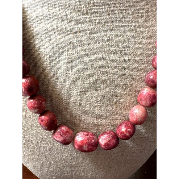 Jay King Mine Finds Thulite Nugget Bead Necklace Sterling Silver Pink Gemstone - Picture 4 of 9